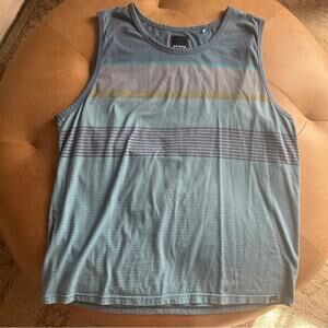 Prana Blue Striped Casual Yoga Organic Cotton Blend Sleeveless Top, Men’s XXL